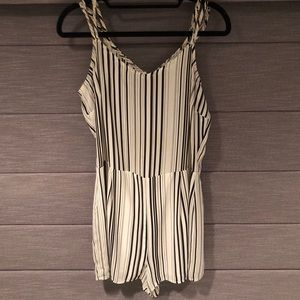 Black and white striped romper